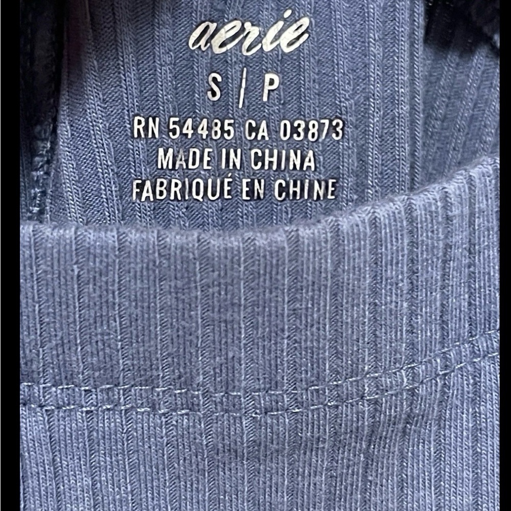 Aerie Blue Kick-It Ribbed High Waisted Super Flare Pull On Pants Small Petite - Picture 4 of 9